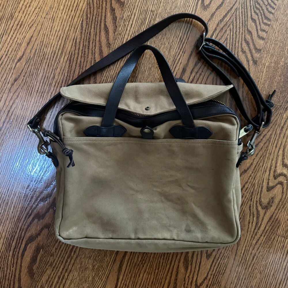 Filson Original Briefcase – Tan Canvas & Leather – Classic Heritage Style